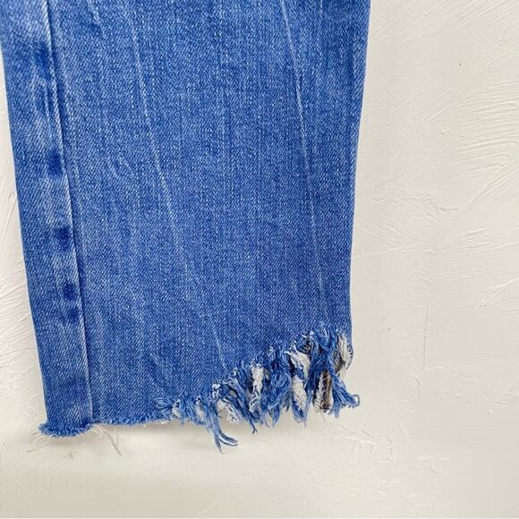 Zara Blue Distressed Raw Hem High Rise Skinny Jeans Womens 00 Zip Fly Classic - Picture 3 of 11
